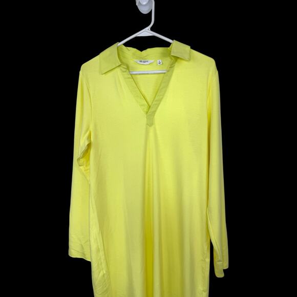 Candace Cameron Bure Collared Y-Neck Shirt Dress Sunny Lime Small NWOT Midi - Picture 9 of 11